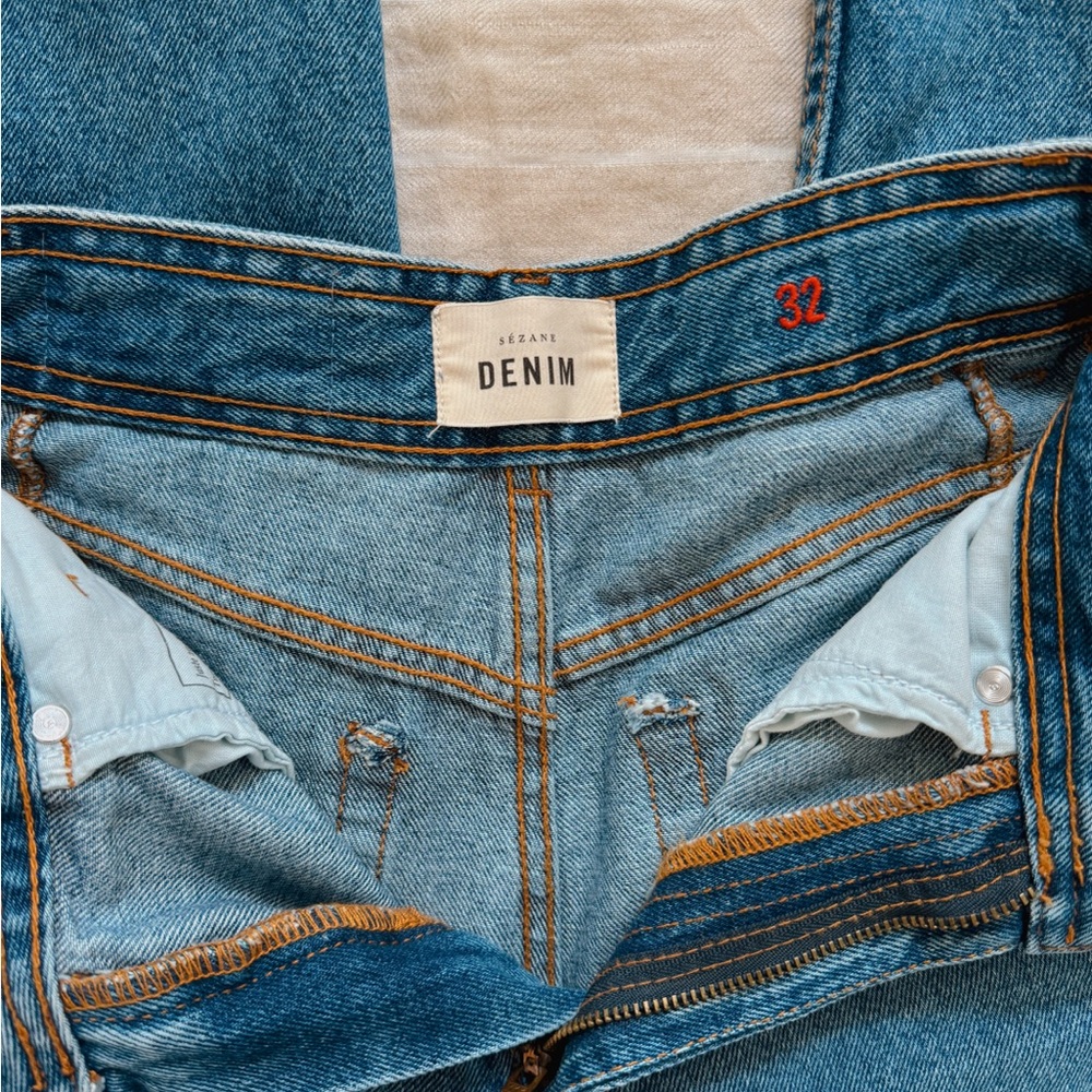 Sezane Blue High-Rise Wide-Leg Jeans - Picture 4 of 6